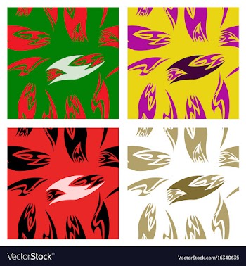 Assembly of patterns in striped style vector image