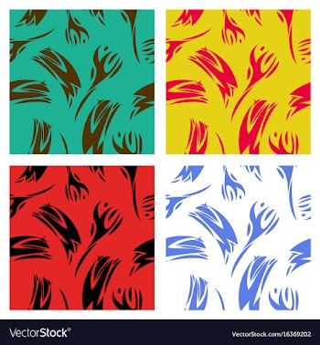 Assembly of patterns in striped style vector image
