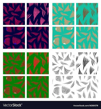 Assembly of patterns in striped style vector image