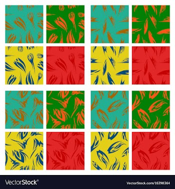 Assembly of patterns in striped style vector image