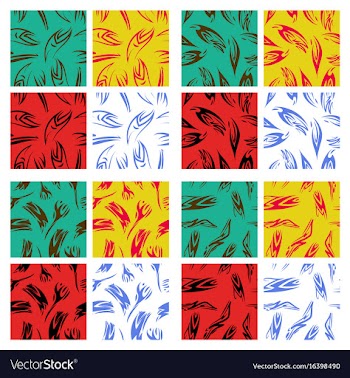 Assembly of patterns in striped style vector image