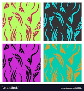 Assembly of patterns in striped style vector image