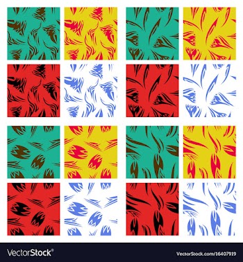 Assembly of patterns in striped style vector image