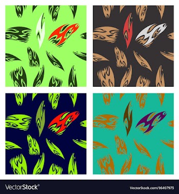 Assembly of patterns in striped style vector image