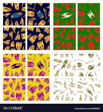 Assembly of patterns in striped style vector image