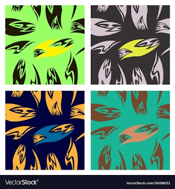 Assembly of patterns in striped style vector image