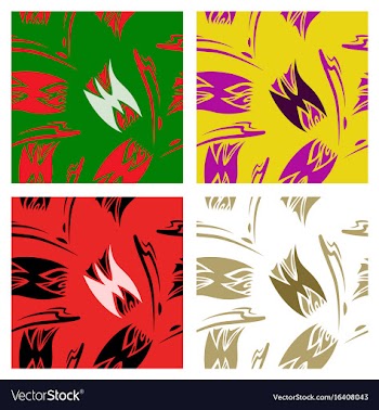 Assembly of patterns in striped style vector image