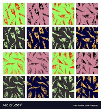 Assembly of patterns in striped style vector image
