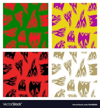 Assembly of patterns in striped style vector image