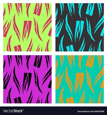 Assembly of patterns in striped style vector image