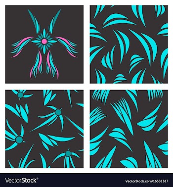 Assembly of patterns in striped style vector image