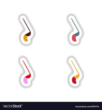 Assembly paper stickers on a white soup ladle vector image