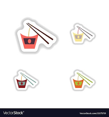 Assembly paper stickers on a white Thai noodles vector image