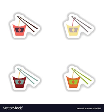 Assembly paper stickers on a white Thai noodles vector image
