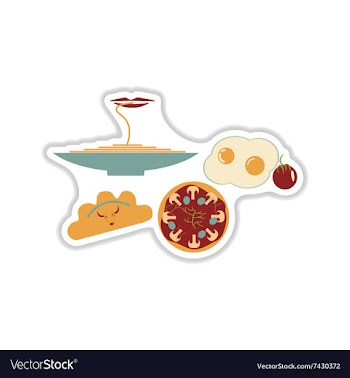 Assembly paper stickers on white unhealthy food vector image