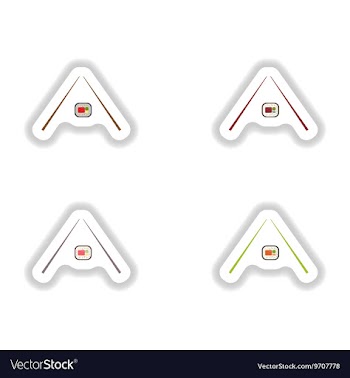 Assembly paper stickers sushi rolls and chopsticks vector image