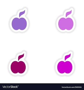 Assembly realistic sticker design on paper apple vector image