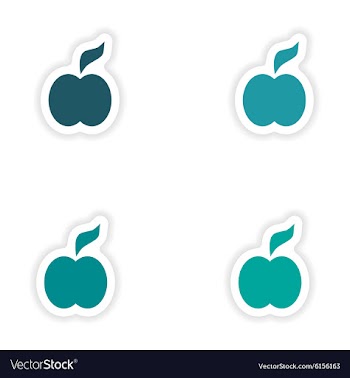 Assembly realistic sticker design on paper apple vector image