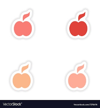 Assembly realistic sticker design on paper apple vector image