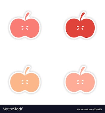 Assembly realistic sticker design on paper apples vector image