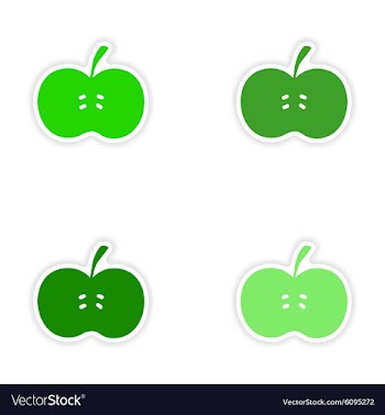 Assembly realistic sticker design on paper apples vector image