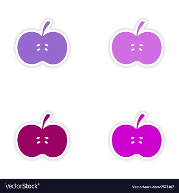 Assembly realistic sticker design on paper apples vector image