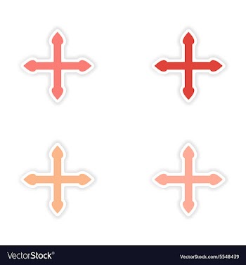 Assembly realistic sticker design on paper arrows vector image