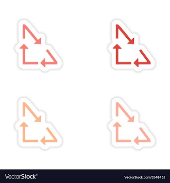 Assembly realistic sticker design on paper arrows vector image