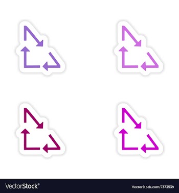 Assembly realistic sticker design on paper arrows vector image