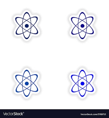Assembly realistic sticker design on paper atom vector image