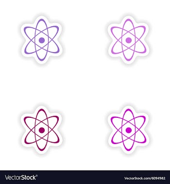 Assembly realistic sticker design on paper atom vector image