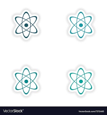 Assembly realistic sticker design on paper atom vector image