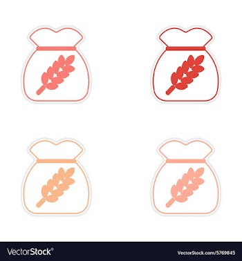 Assembly realistic sticker design on paper bag vector image