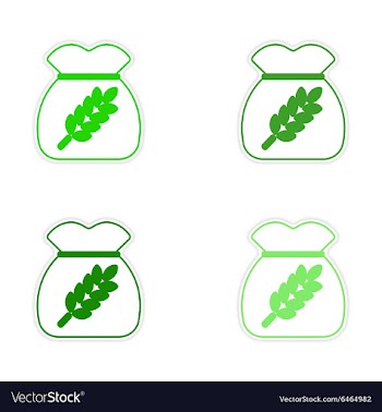 Assembly realistic sticker design on paper bag vector image