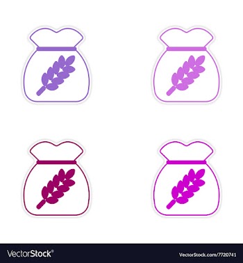 Assembly realistic sticker design on paper bag vector image