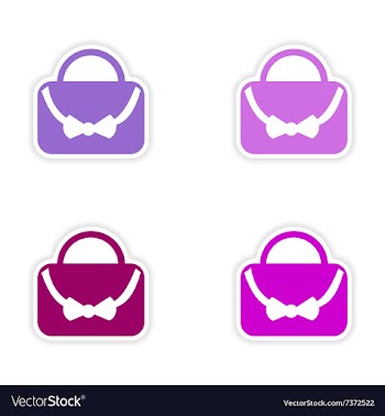 Assembly realistic sticker design on paper bags vector image