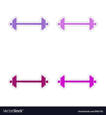 Assembly realistic sticker design on paper barbell vector image