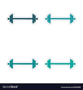 Assembly realistic sticker design on paper barbell vector image