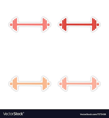 Assembly realistic sticker design on paper barbell vector image