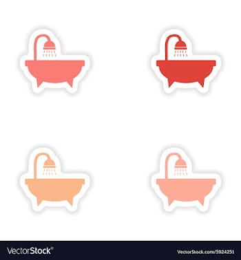 Assembly realistic sticker design on paper bath vector image