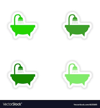 Assembly realistic sticker design on paper bath vector image
