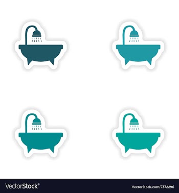Assembly realistic sticker design on paper bath vector image