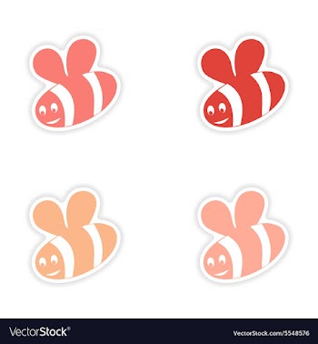Assembly realistic sticker design on paper bee vector image