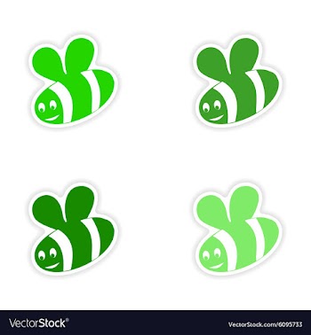 Assembly realistic sticker design on paper bee vector image