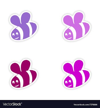 Assembly realistic sticker design on paper bee vector image