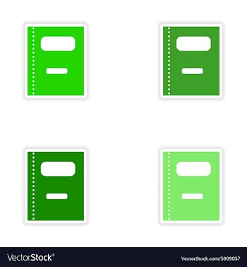 Assembly realistic sticker design on paper book vector image