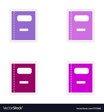 Assembly realistic sticker design on paper book vector image