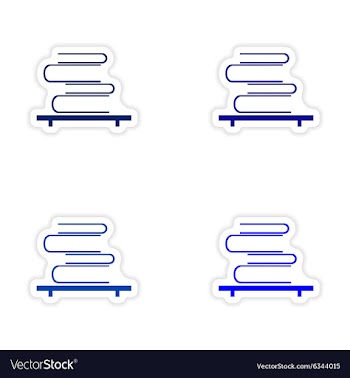 Assembly realistic sticker design on paper books vector image