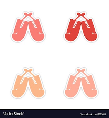 Assembly realistic sticker design on paper boxing vector image