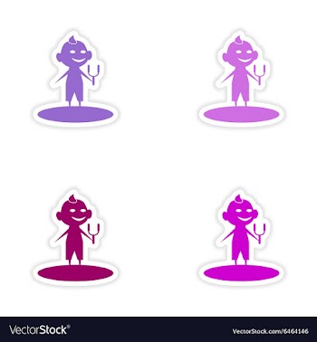 Assembly realistic sticker design on paper boy vector image